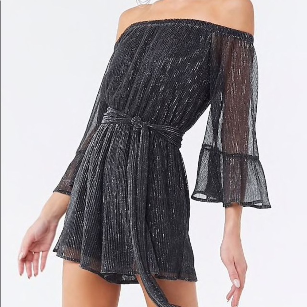 3/$30 Forever 21 Metallic Off-the-Shoulder Romper